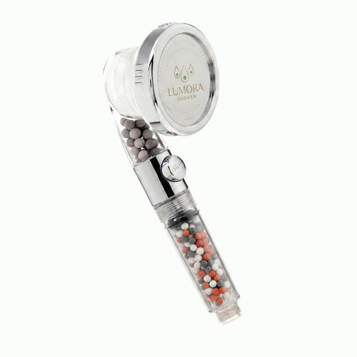 Lumora Shower filtered showerhead with three-layer filtration beads
